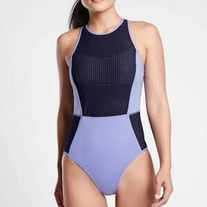 NWT Athleta Cross Train One Piece Swimsuit Size XL Blue Black $110